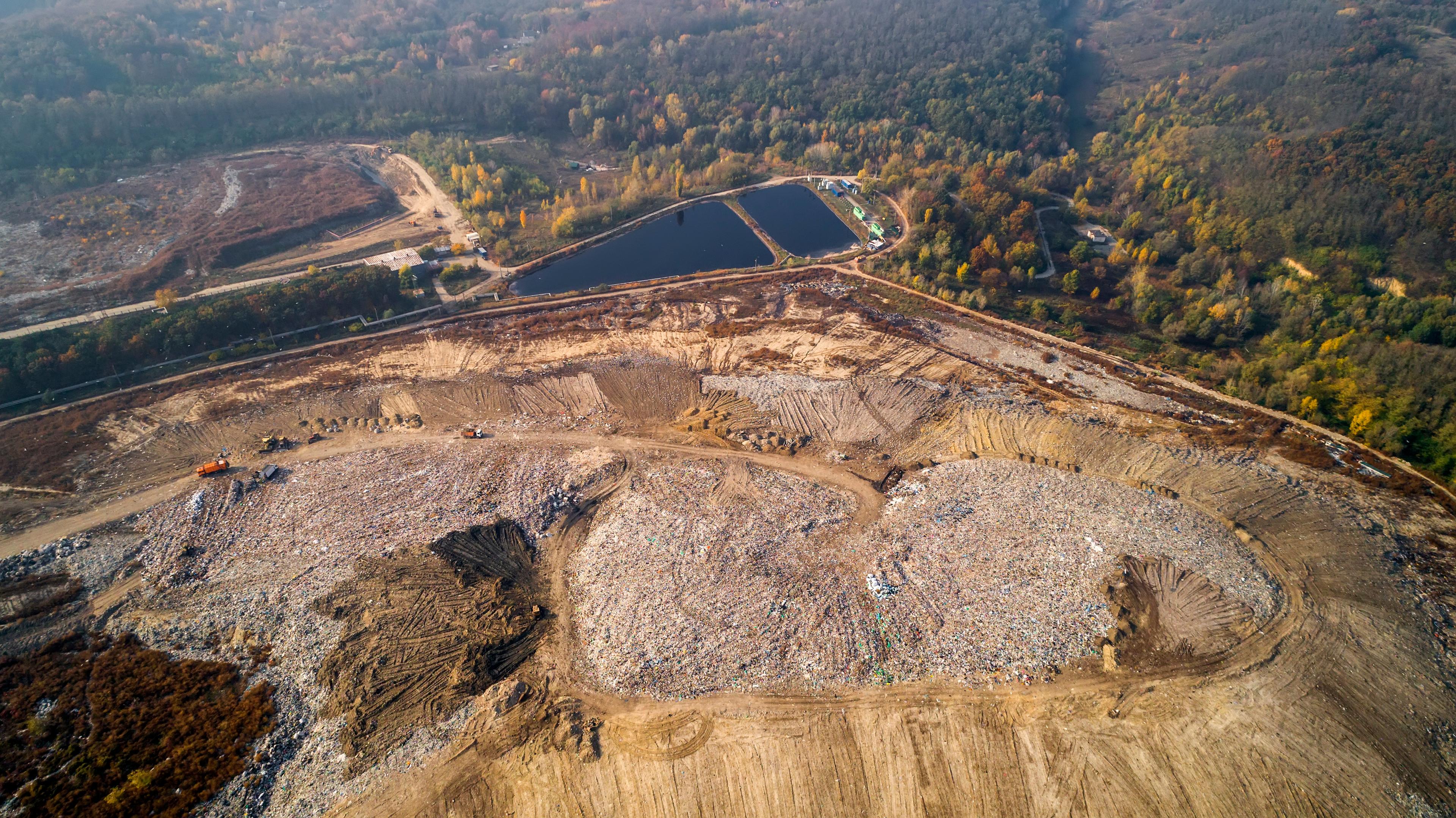 Aerial image of a landfill